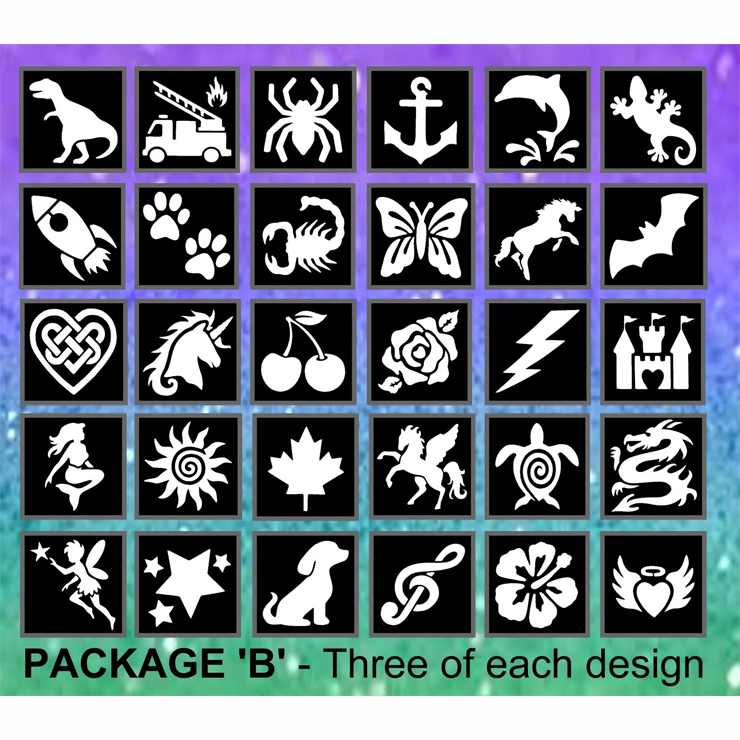 Bulk Stencil Package B – 3 of Each Design (Variety Pack)